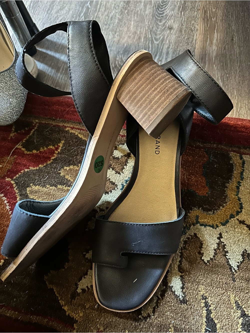 Lucky Brand Black Leather Open-Toe Ankle-Strap Sandals - Picture 2 of 2